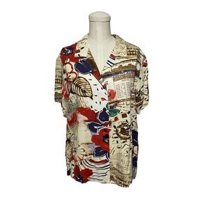 Vintage Jams World Gold Label Womens Medium Passport Hawaiian Shirt 100% Rayon
